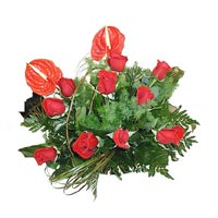 9 adet kirmizi g�l ve antorium   Ankara Sincan �i�ek online �i�ek sipari�i 
