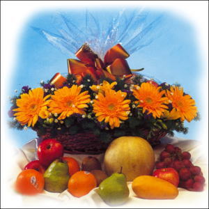 sepette gerbera ve meyvalar   Ankara Sincan �i�ek sipari�i vermek 
