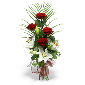  Ankara Sincan �i�ek , �i�ek�i , �i�ek�ilik  4 adet kirmizi g�l 1 dal kazablanka �i�egi