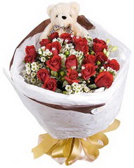 15 cm boyutlarinda ayicik ve 12 adet g�l  Ankara Sincan online �i�ek g�nderme sipari� 