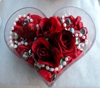  Ankara Sincan hediye sevgilime hediye �i�ek  mika kalp i�erisinde 3 adet g�l ve taslar