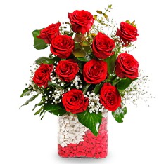 11 adet k�rm�z� g�l vazosu  Ankara Sincan hediye sevgilime hediye �i�ek 