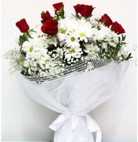 9 adet k�rm�z� g�l ve papatyalar buketi  Ankara Sincan uluslararas� �i�ek g�nderme 
