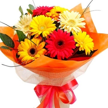 9 adet kar���k gerbera buketi  sincan �i�ek�i Ankara Sincan internetten �i�ek sat��� 