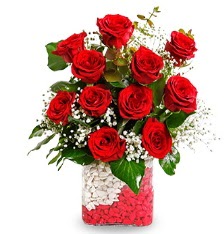 11 adet k�rm�z� g�l vazosu  Ankara Sincan hediye sevgilime hediye �i�ek 