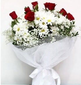 9 adet k�rm�z� g�l ve papatyalar buketi  Ankara Sincan uluslararas� �i�ek g�nderme 