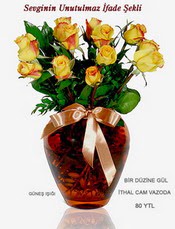  cicek siparisi Ankara Sincan cicek , cicekci  mika yada Cam vazoda 12 adet sari g�l